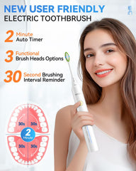 Toothbrush showing five customizable modes: Clean, Massage, White, Gum Care, and Sensitive.