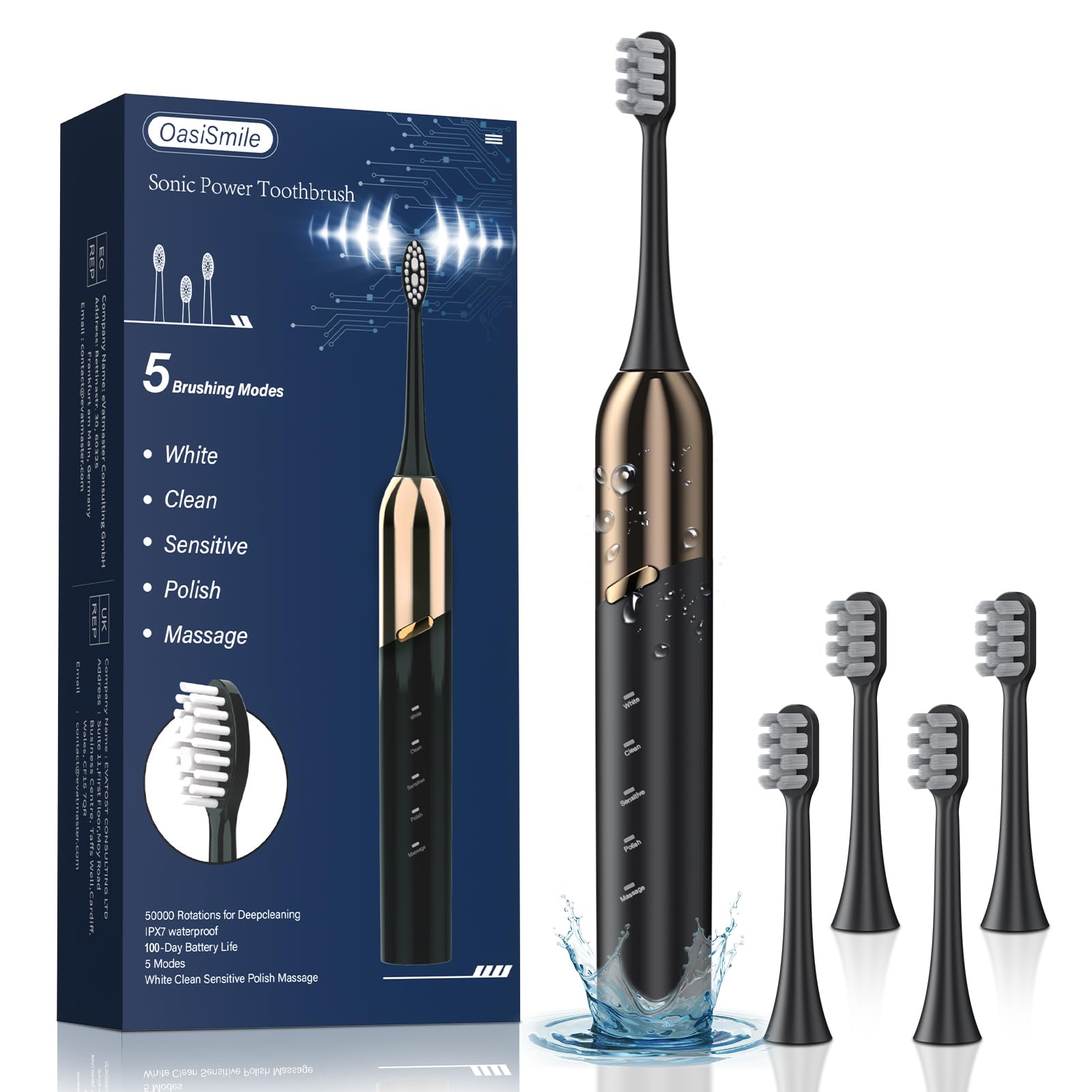 Sonic electric toothbrush for adults with 41,000 VPM deep clean