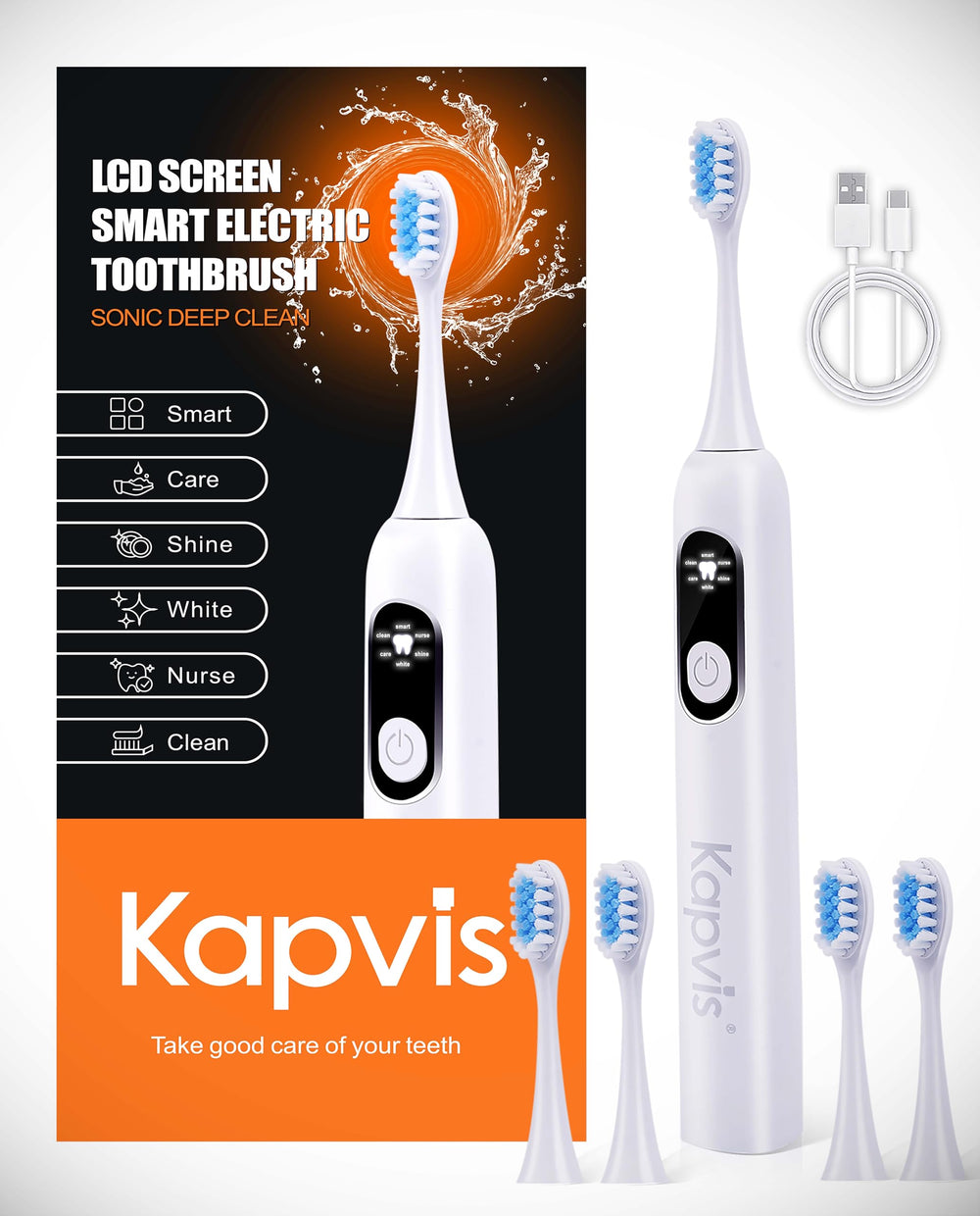 Adults sonic electric toothbrush with USB rechargeables and travel case