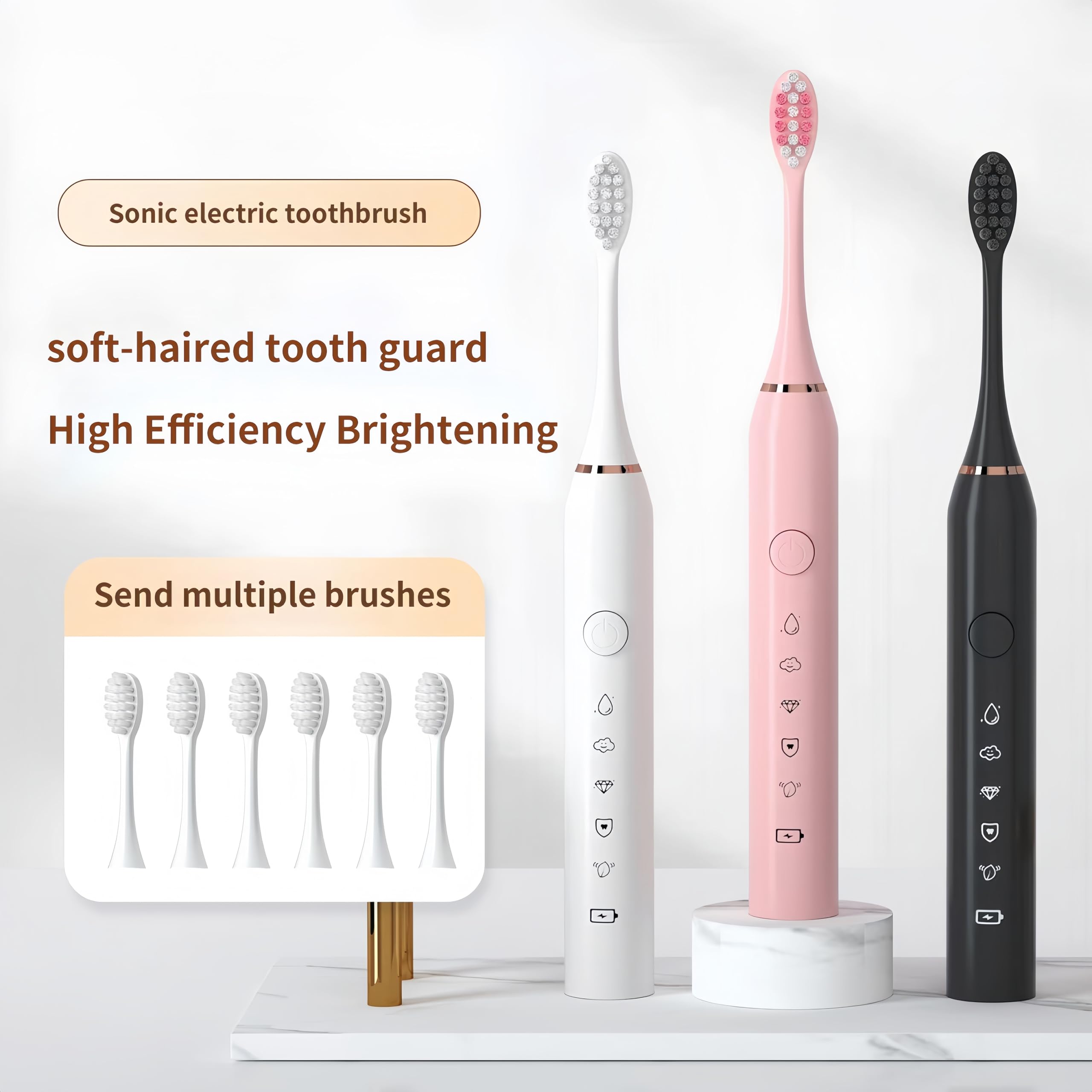 IPX7 waterproof pink sonic toothbrush