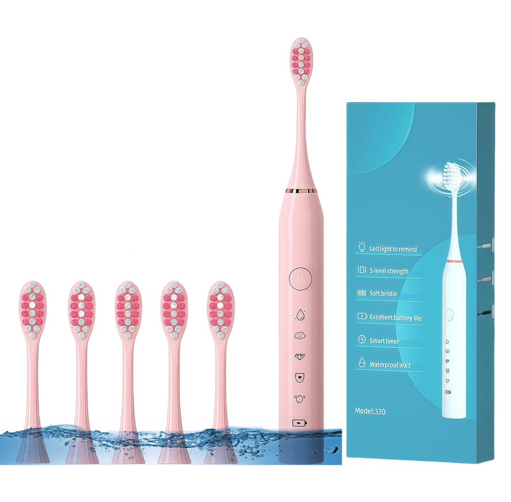 Pink sonic electric toothbrush front view