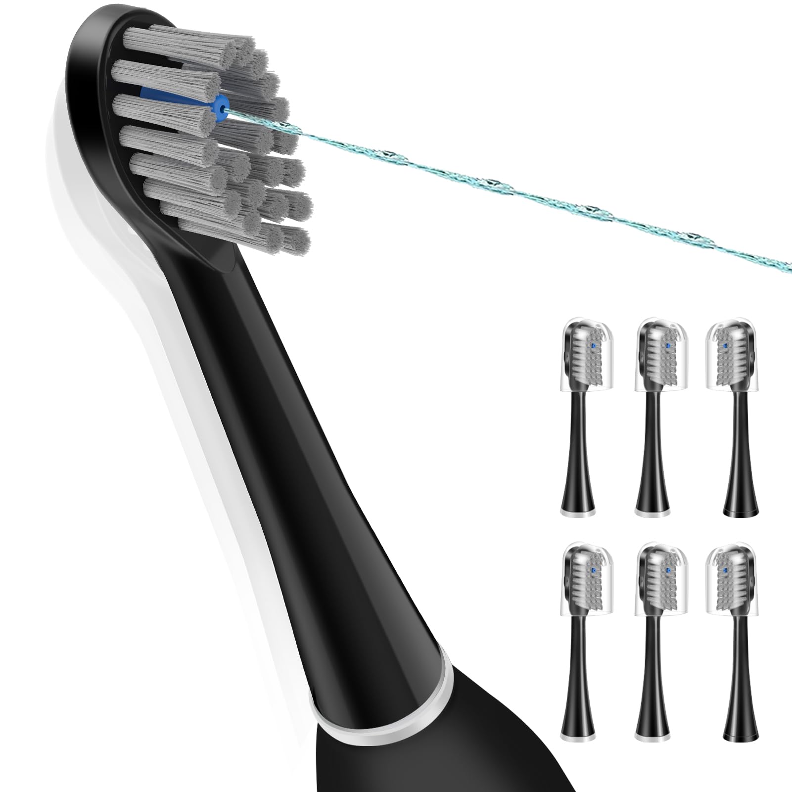 Replacement heads compatible with Sonic Fusion and SF01-SF04 in black compact 6-pack - image 1
