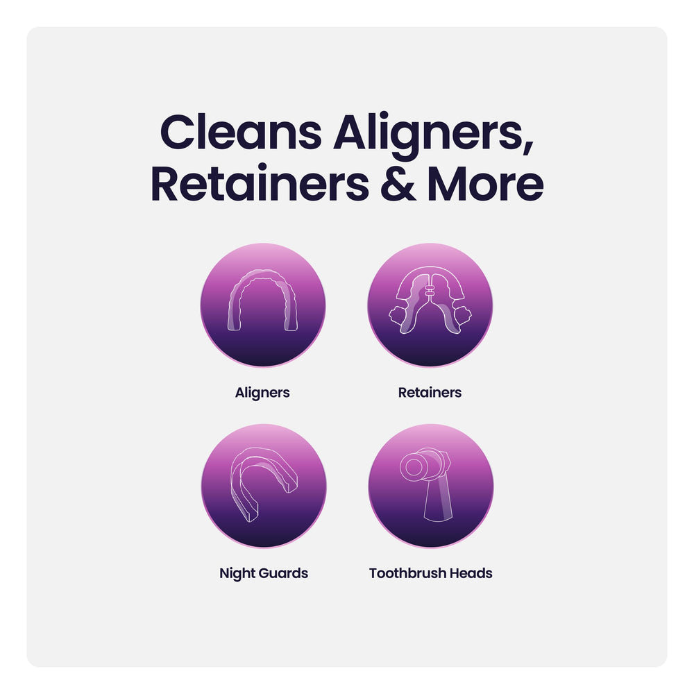 Open Sonic Go Aligner & Retainer Case showing interior cleaner area