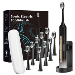 Sonic electric toothbrush front view in black and white