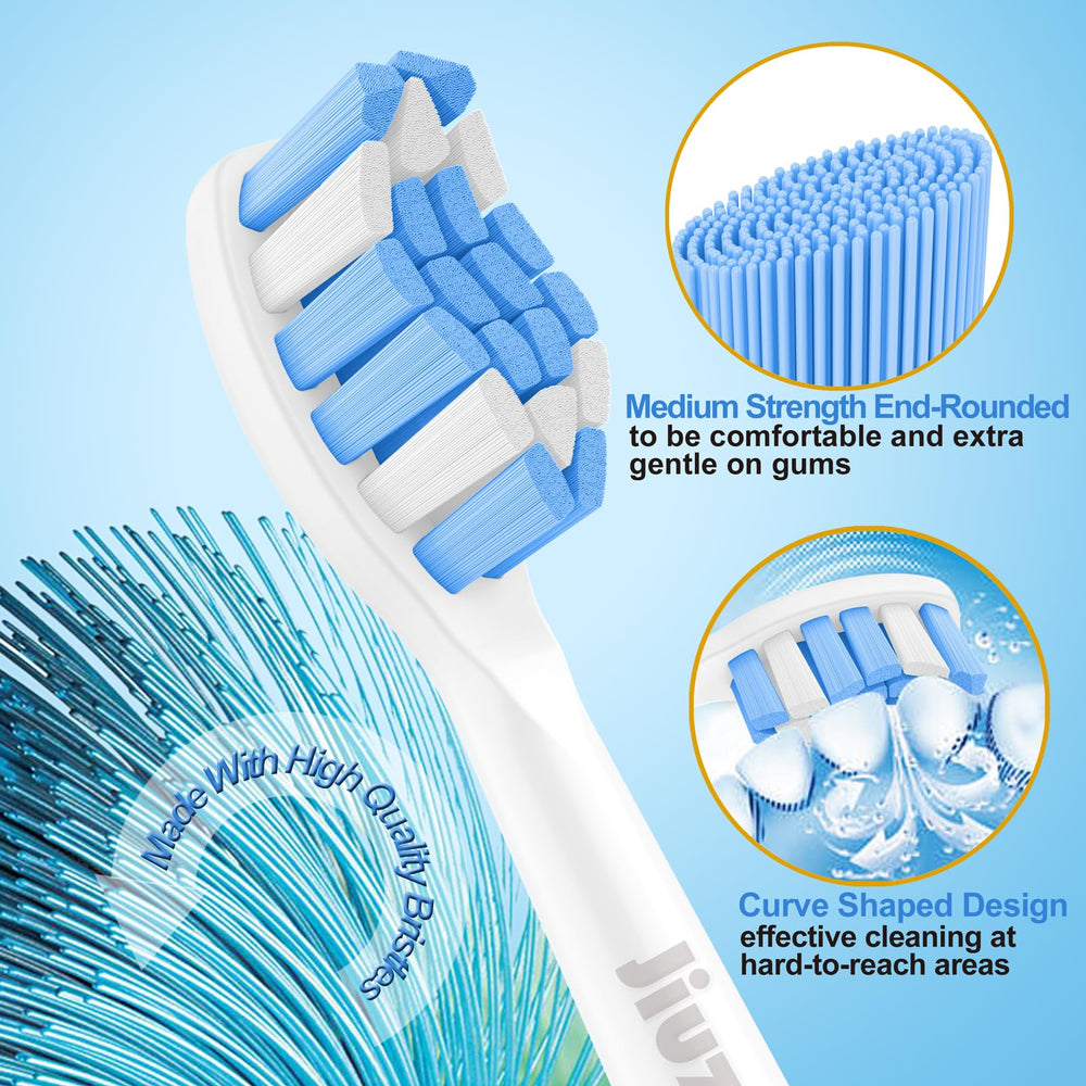 Four blue Jiuzhoudeal replacement heads for Sonicare in a 4-pack