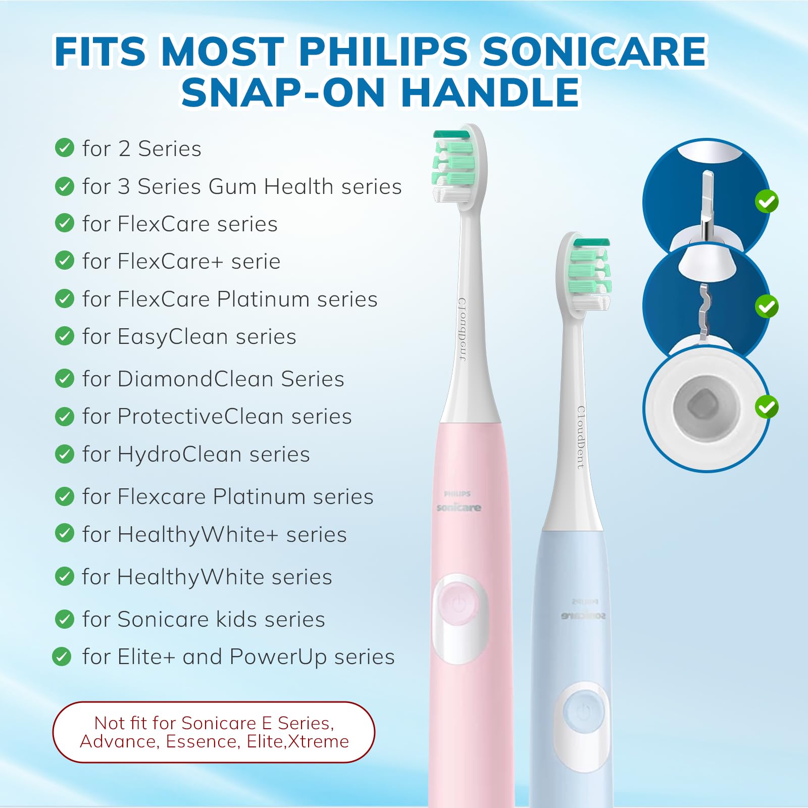 Compatibility with SNAP-ON system for Philips Sonicare handles