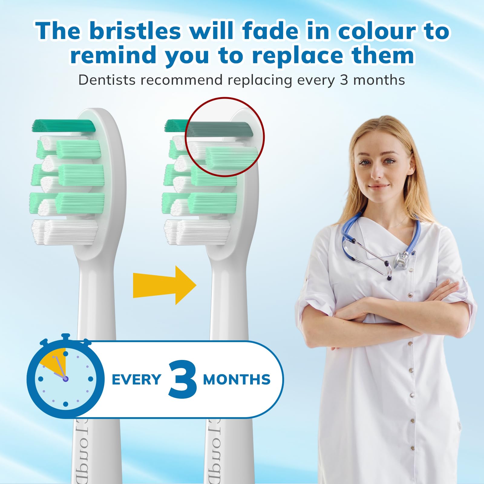 Premium curved bristles for deep cleaning