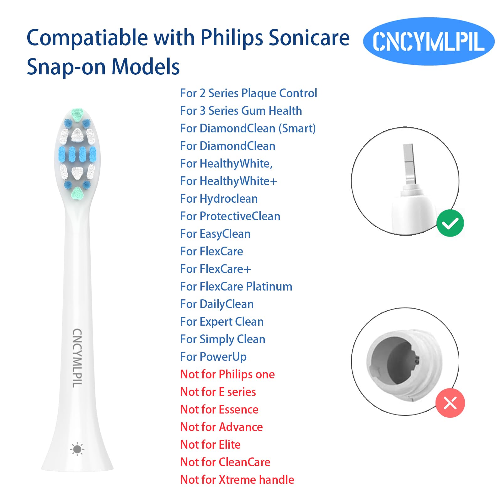 Close-up of CNCYMLPIL Sonicare replacement heads showing densely packed bristles