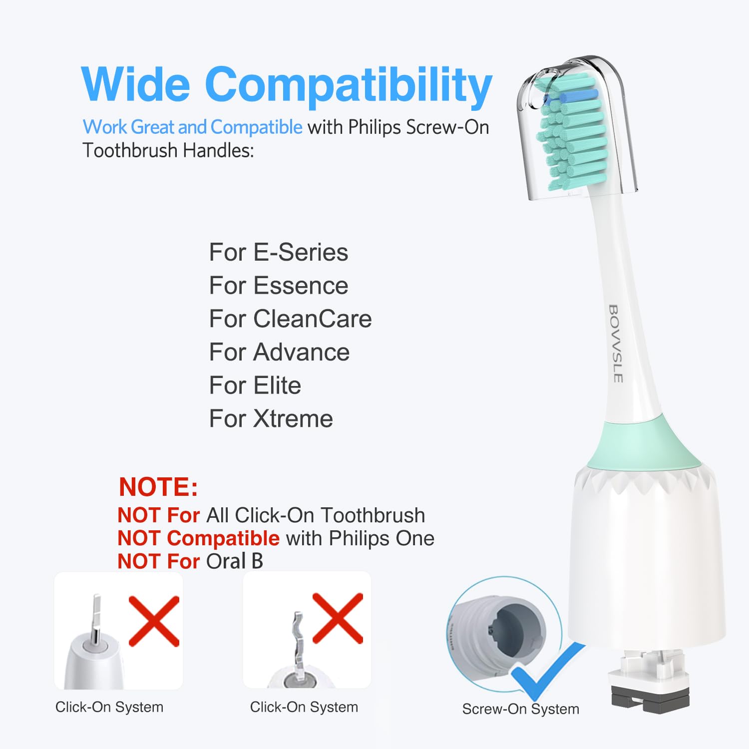 Sonicare replacement heads compatible with Philips Sonicare E-Series and Essence