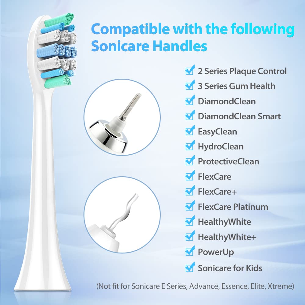 8-pack replacement heads with blue fade bristles and hygienic caps