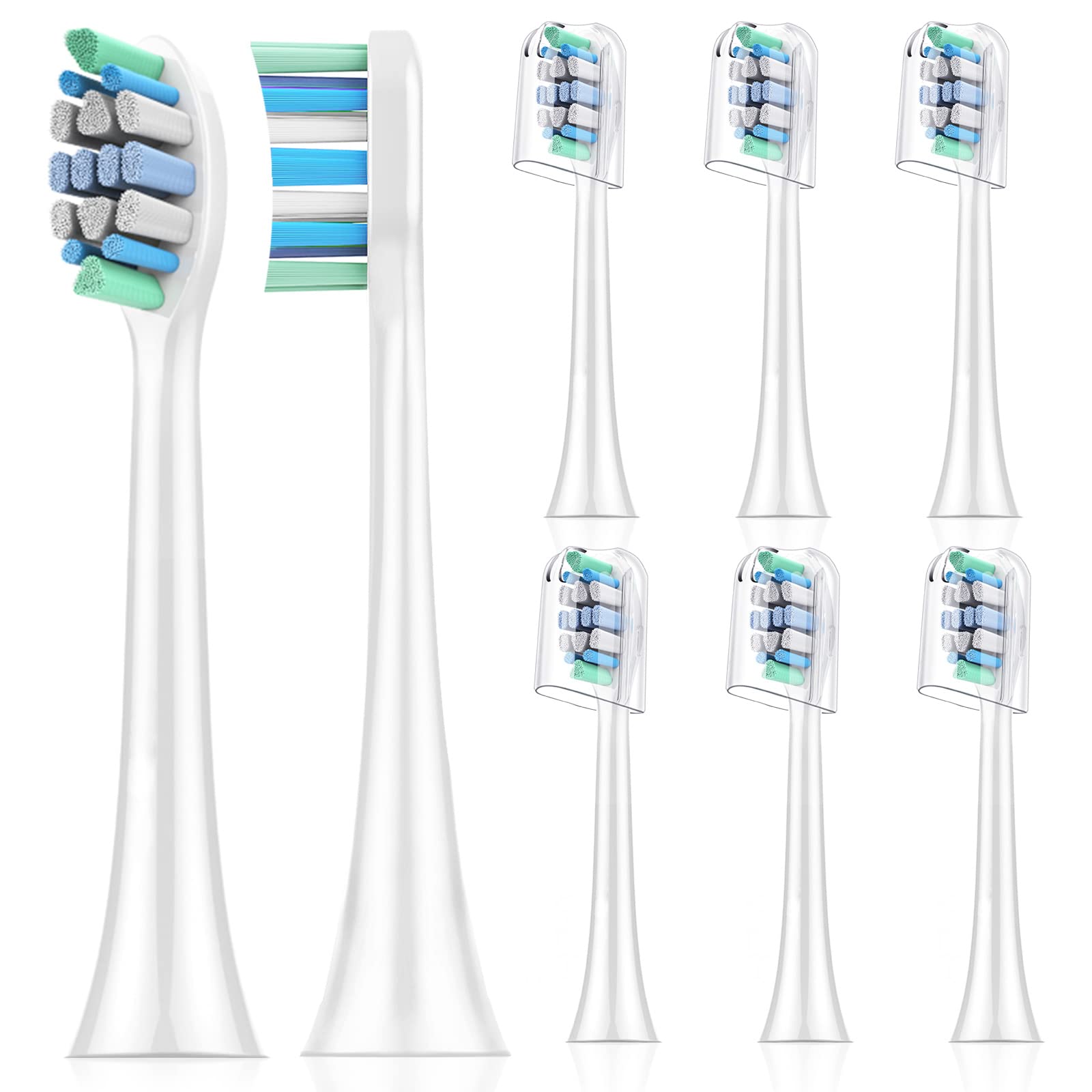 8-pack soft replacement Philips Sonicare heads – front view