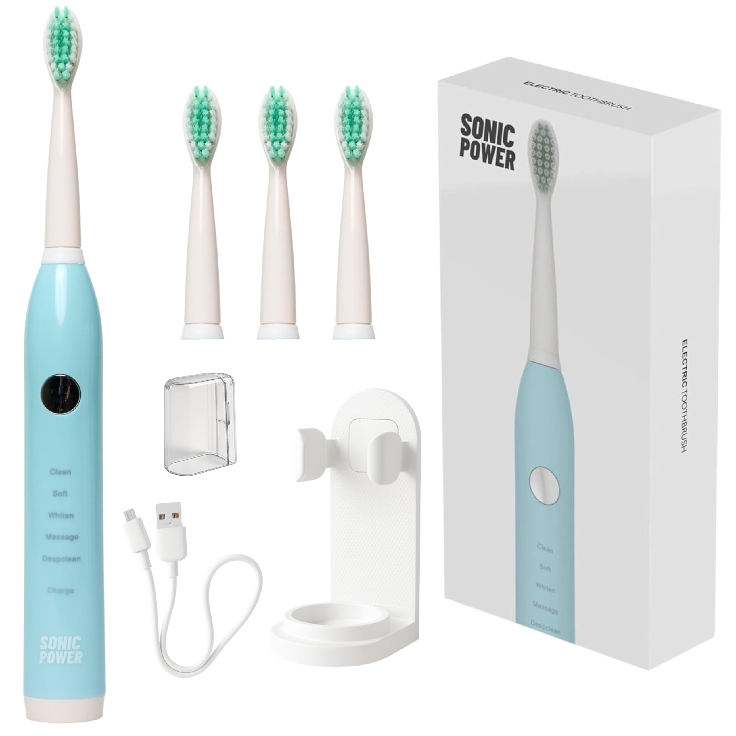 SonicPower blue electric toothbrush – front view