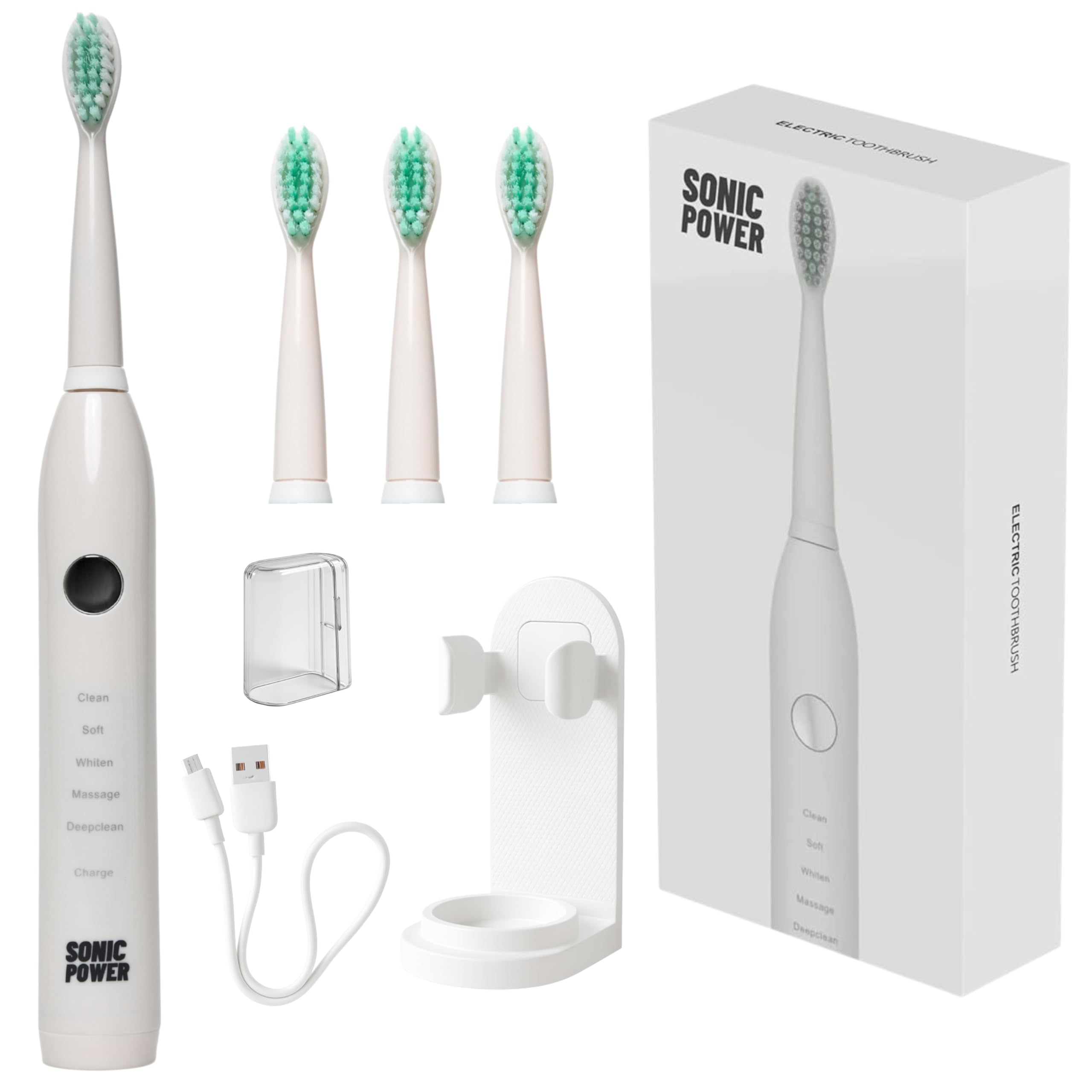 SonicPower toothbrush kit white front view