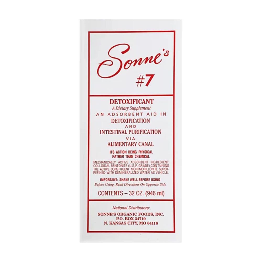 Sonne's Detoxificant 7 bottle on display with amber glass protecting potency.