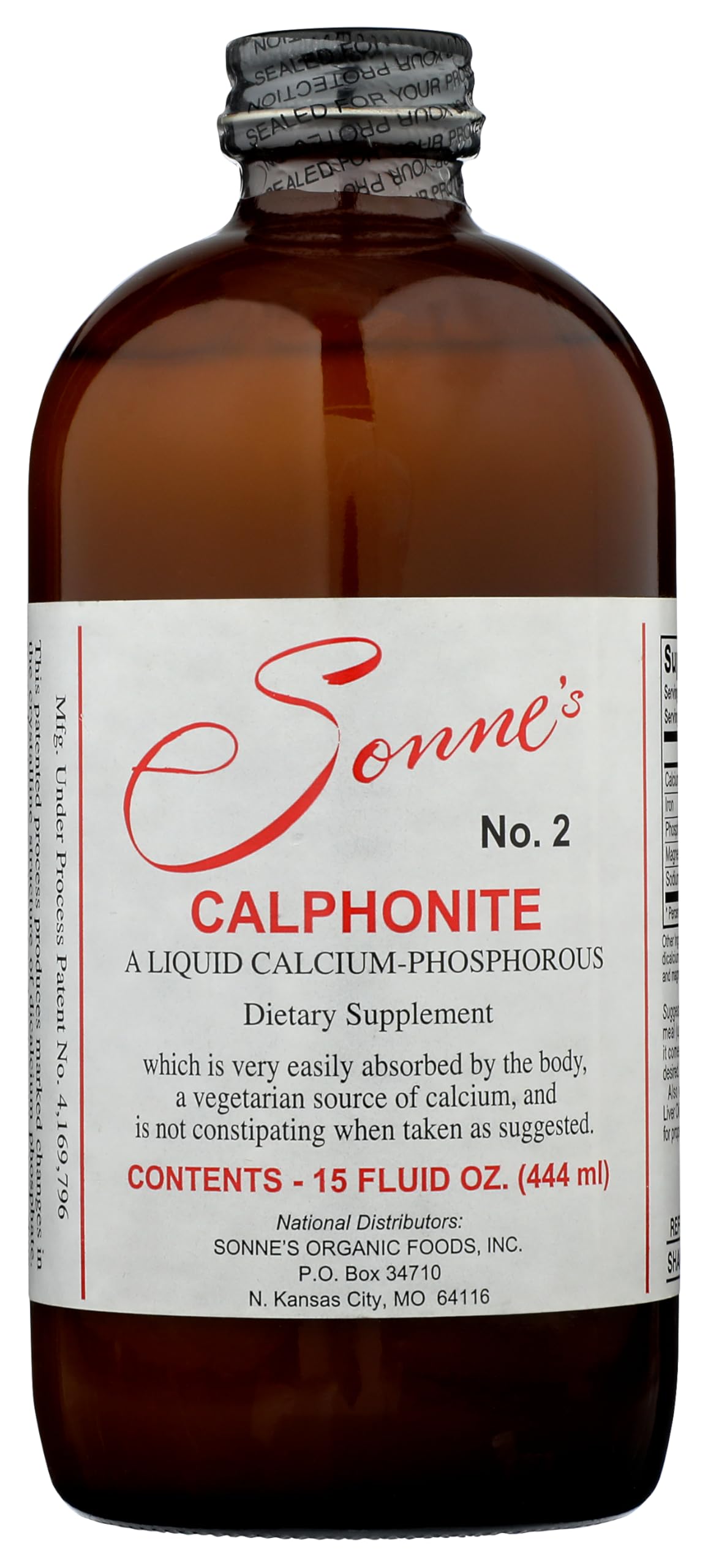 Sonne's Calphonite No. 2 Liquid Calcium Phosphorus bottle front view, 15 oz