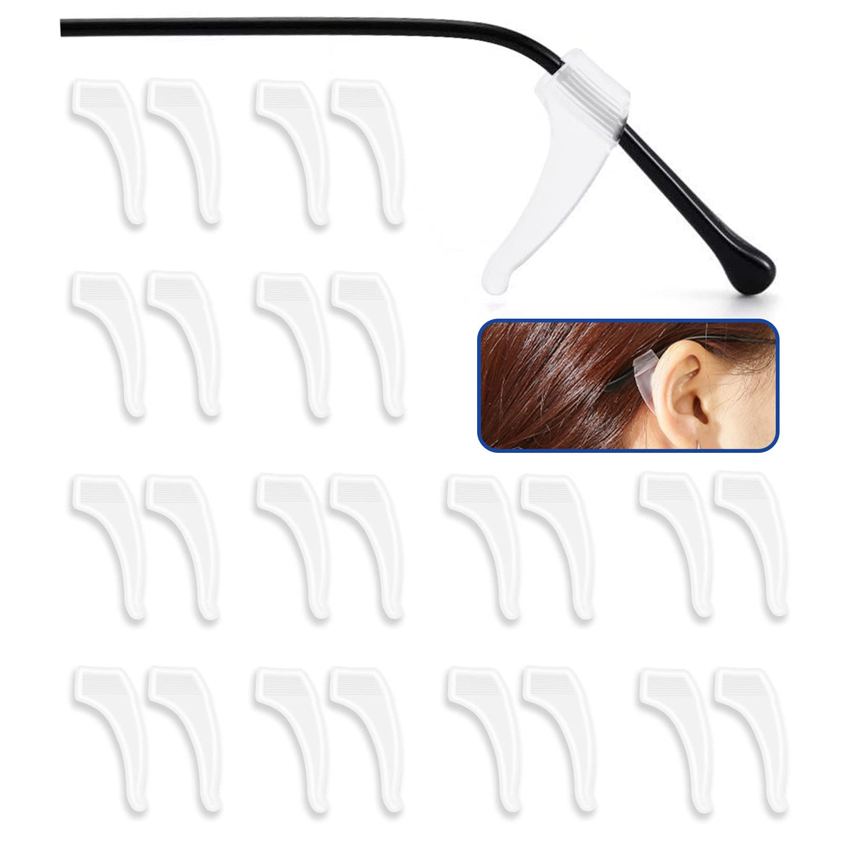 SooGree soft silicone eyeglass ear hooks in clear