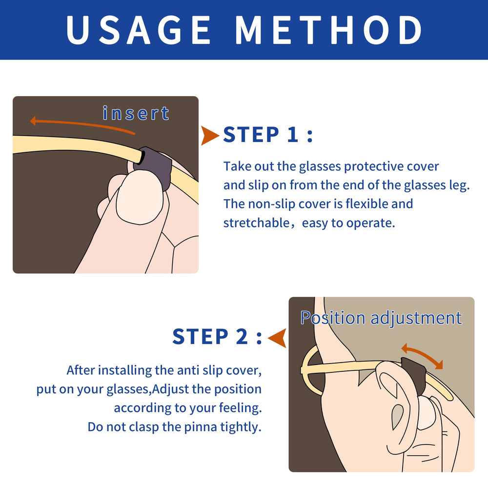 Temple tips and ear grips in clear