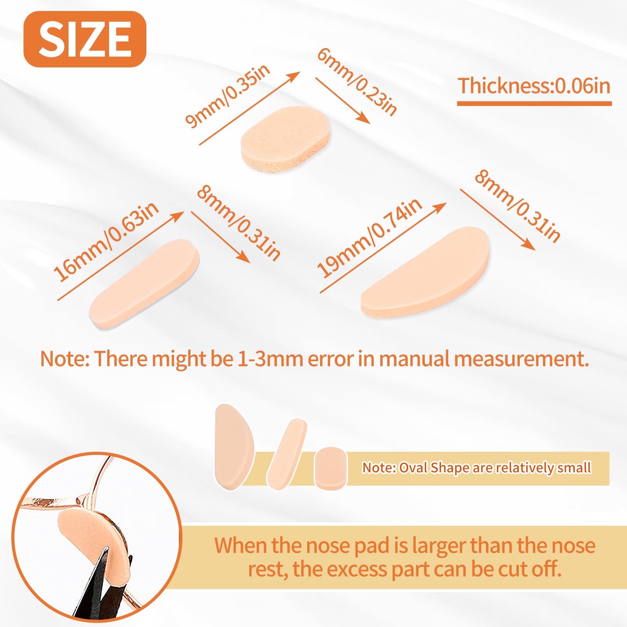 Stacked SooGree foam nose pads showing 1.5mm thickness