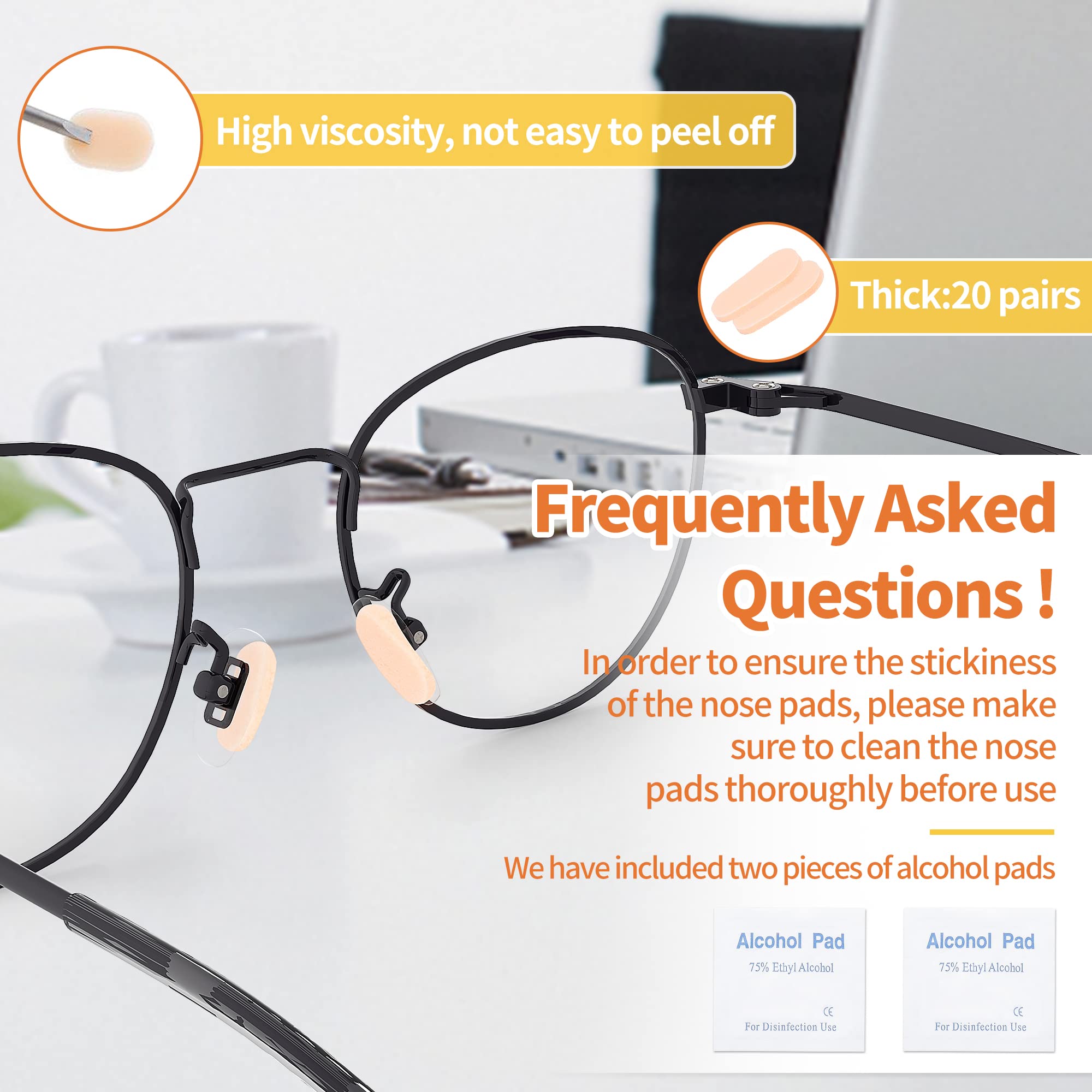 D-shaped nose pads for glasses, 1.5mm thick