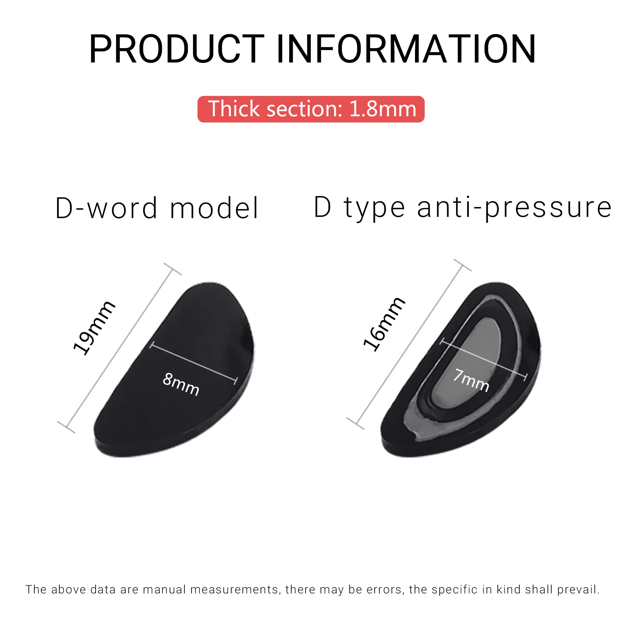 Close-up of waterdrop shape silicone nose pads