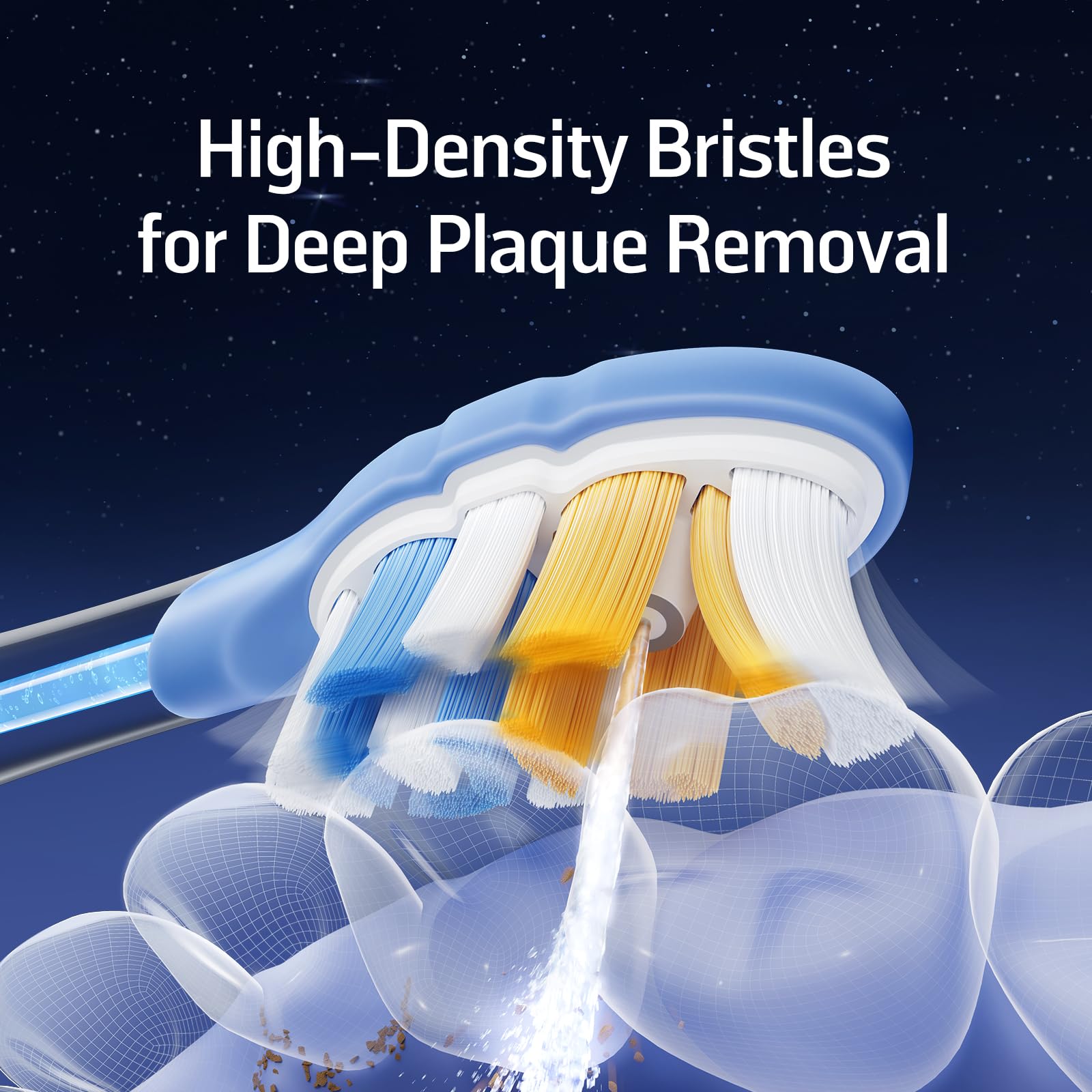 Close-up of high-density bristles for deep cleaning