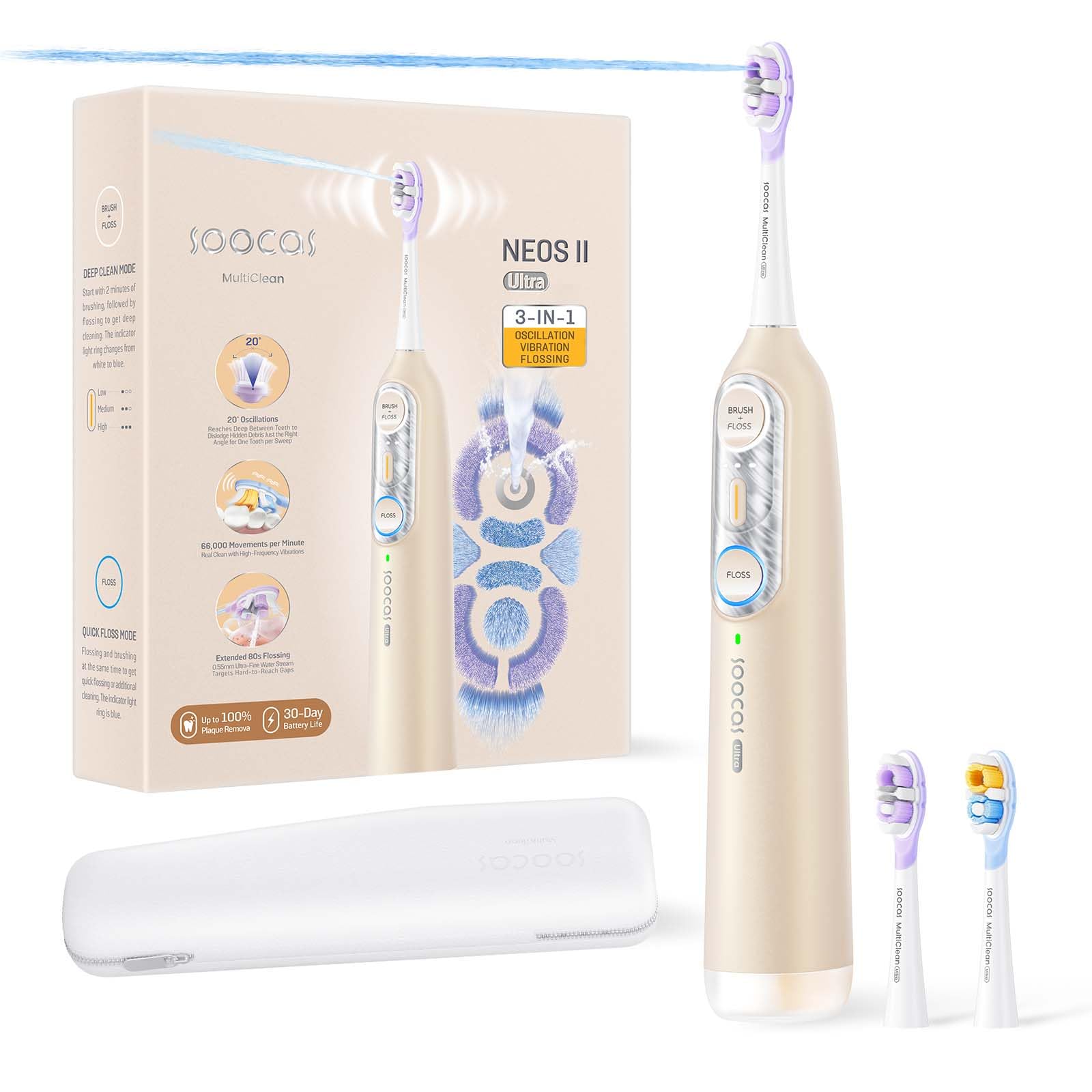 Soocas NEOS II Ultra handle with champagne gold finish