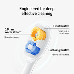Arc-shaped triangular bristles for stable, durable cleaning