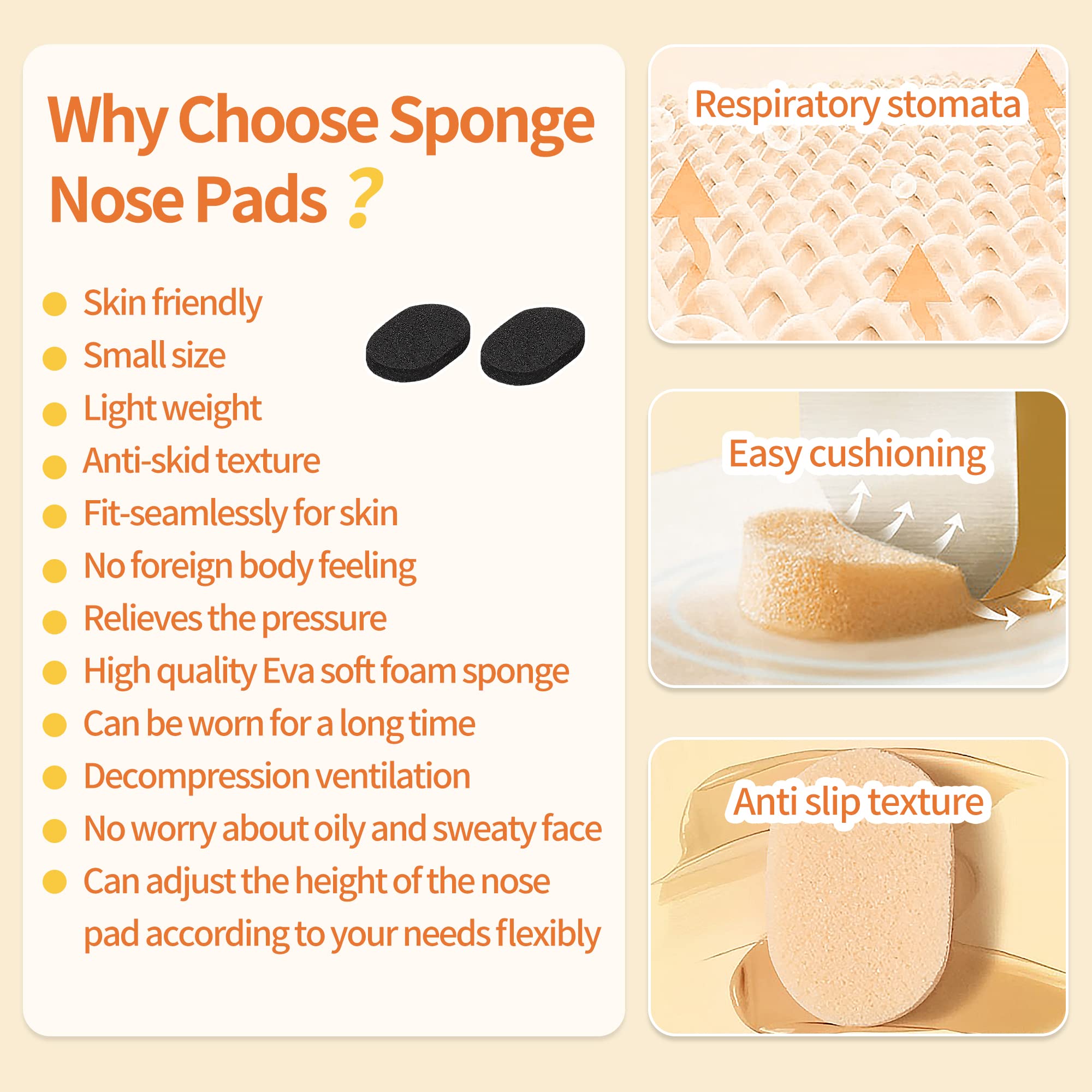 Nose pad shapes: oval, D-shaped, teardrop