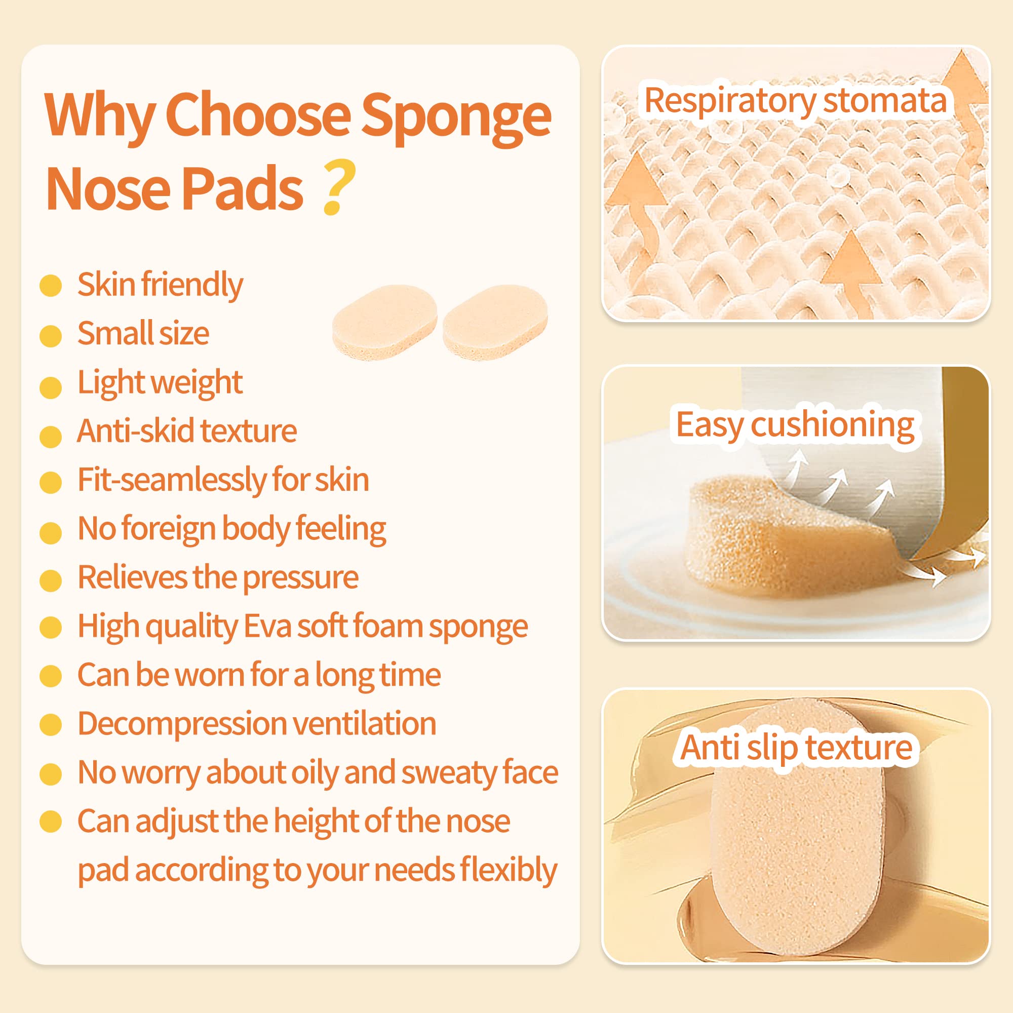 Anti-slip textured surface on a nose pad