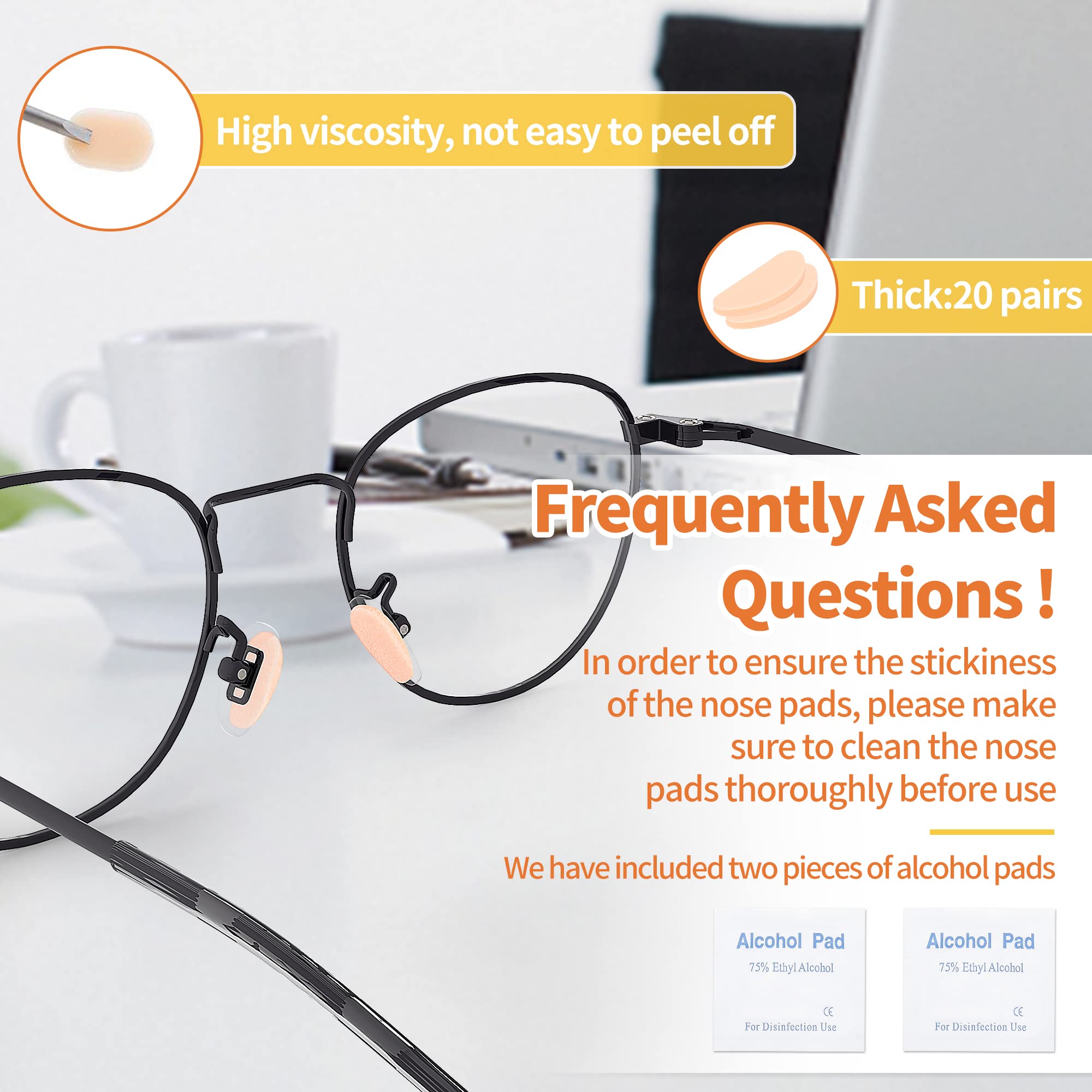 SooGree D-shaped beige nose pads, 1.5mm thick