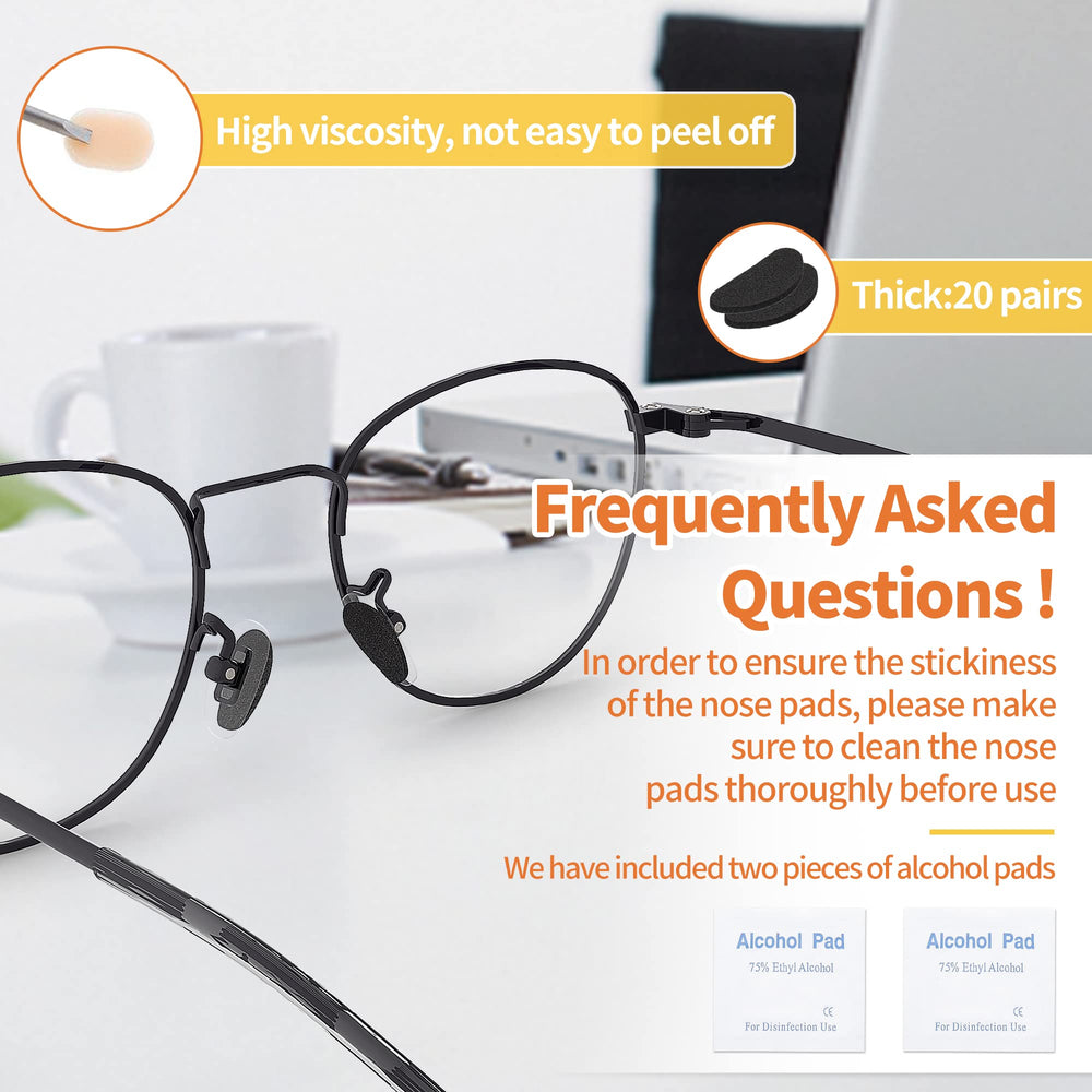 Close-up of self-adhesive nose pad being applied to glasses
