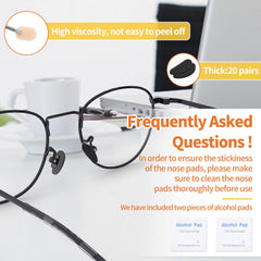 Close-up of self-adhesive nose pad being applied to glasses