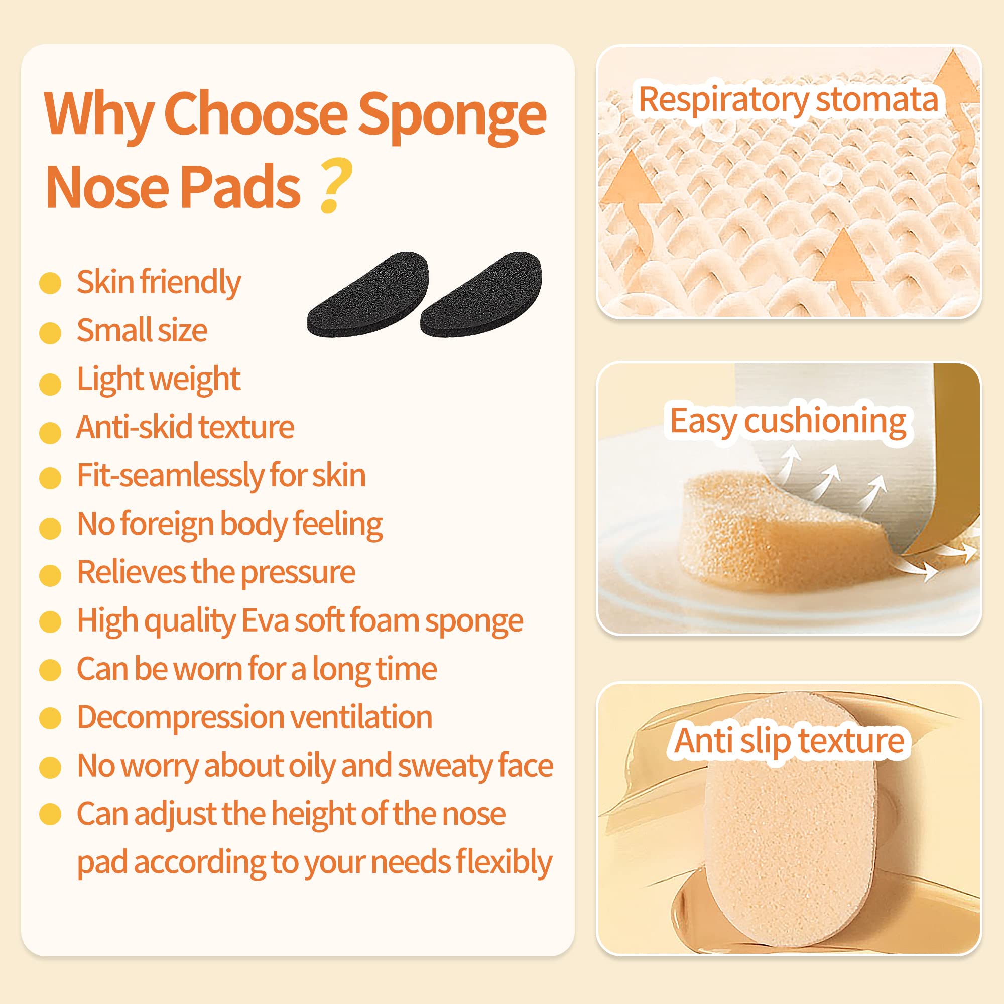 SooGree teardrop foam nose pads 1.5mm thick