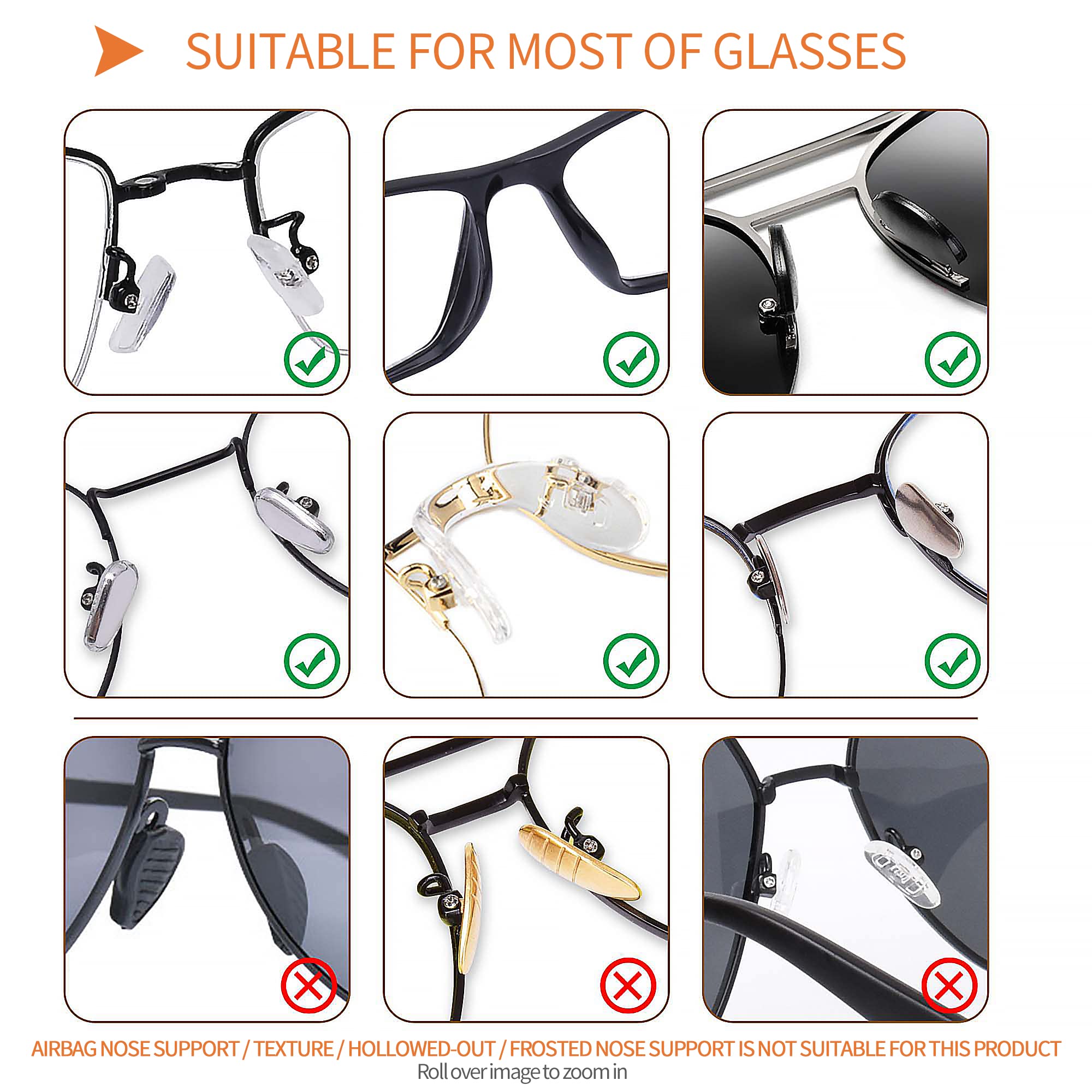 Compatible with plastic and metal eyeglass frames