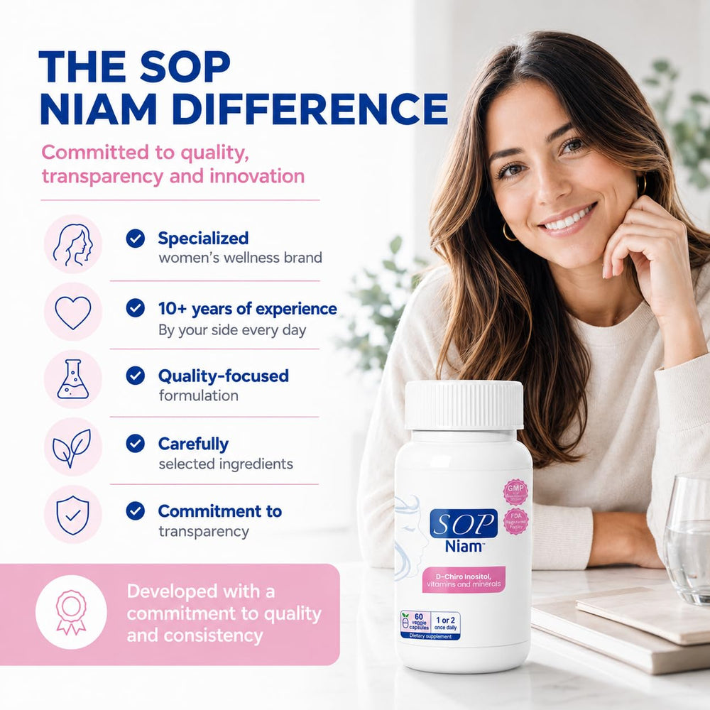 SOP NIAM label ingredients panel displaying vitamins and dosages for transparency benefit