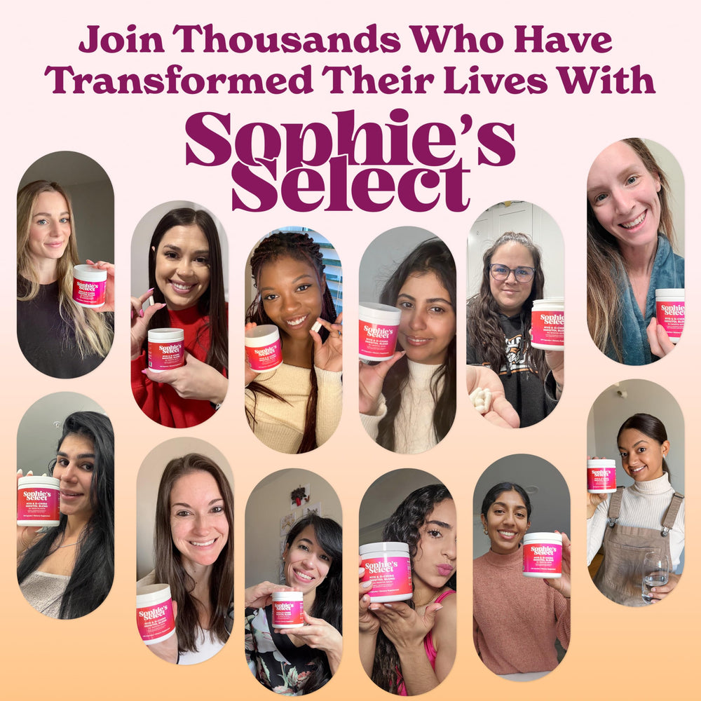 Sophie's Select capsule held in hand to show actual size for realistic scale and easy swallowing
