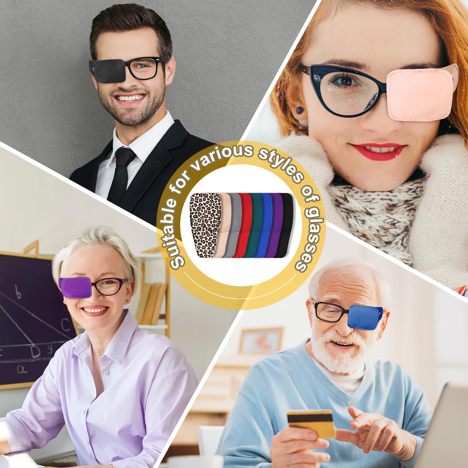 Reusable and washable eye patches for glasses