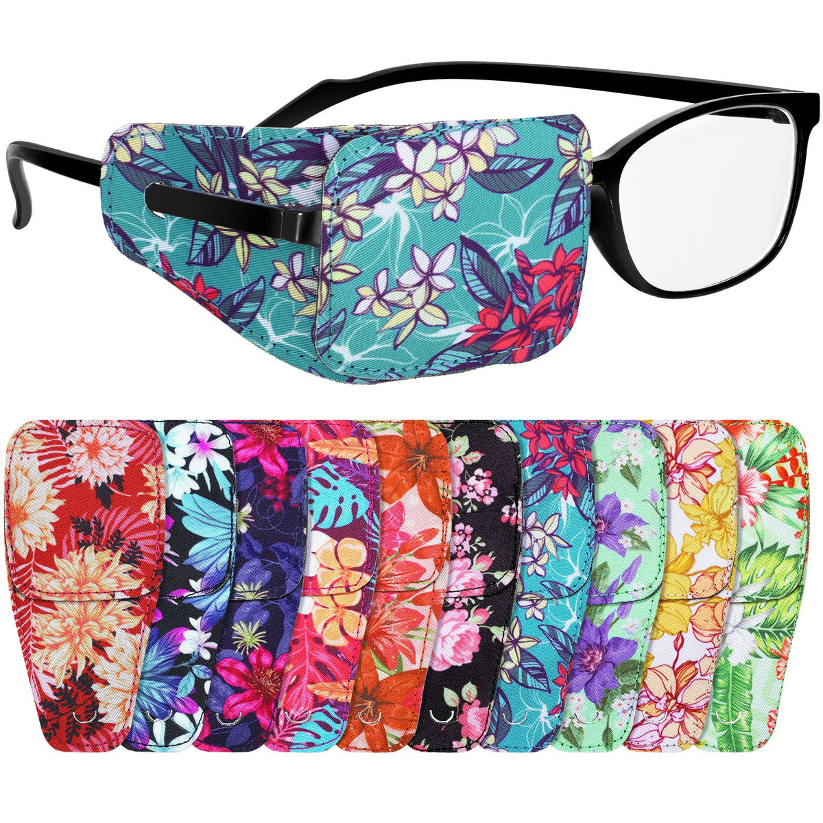 Sosation 10-pack eye patches for adults with assorted flower patterns