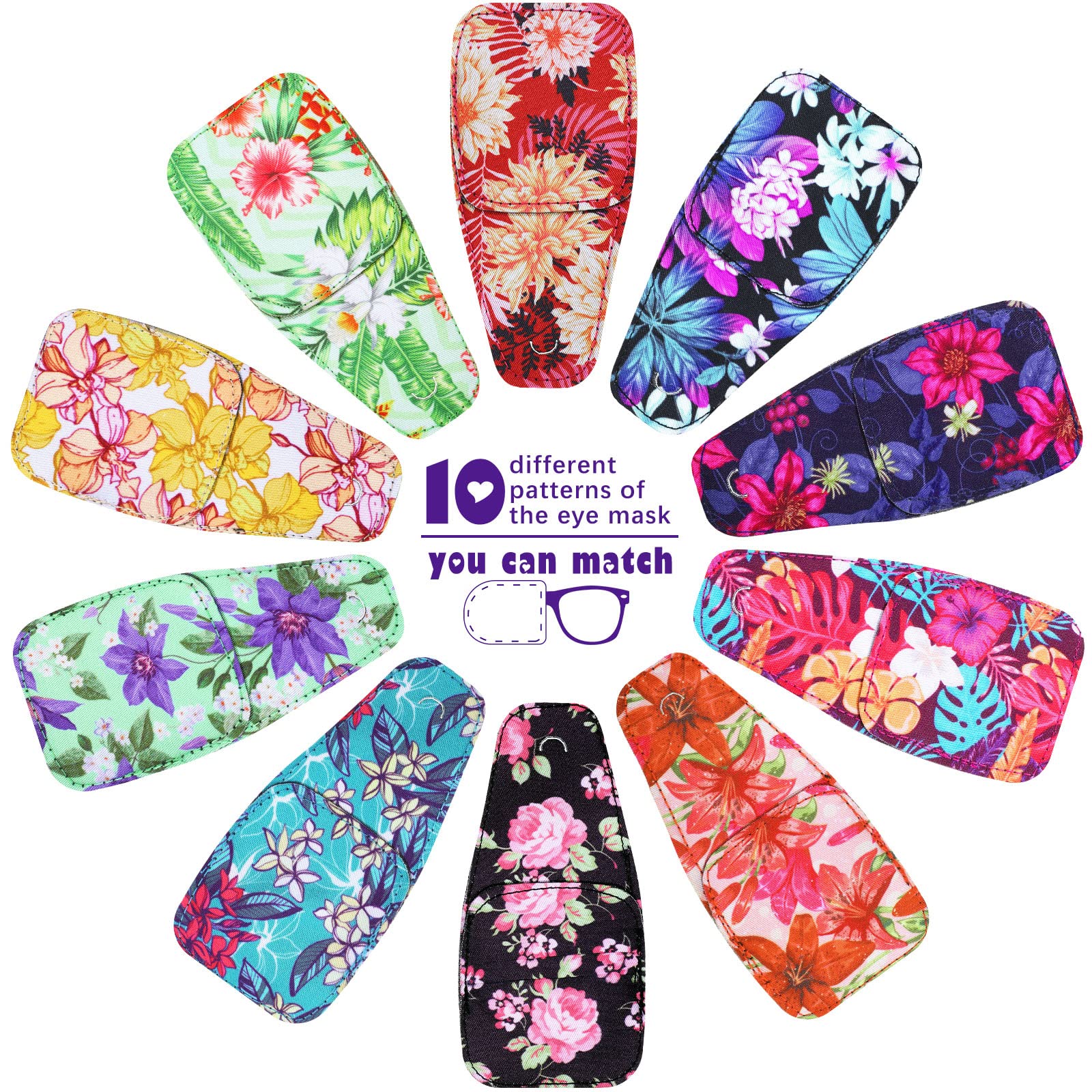 Flower and leaf style designs included in the 10-piece set