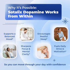 Graphic of ingredients: Ashwagandha, 5-HTP, L-Theanine, L-Tyrosine, GABA, Black Pepper