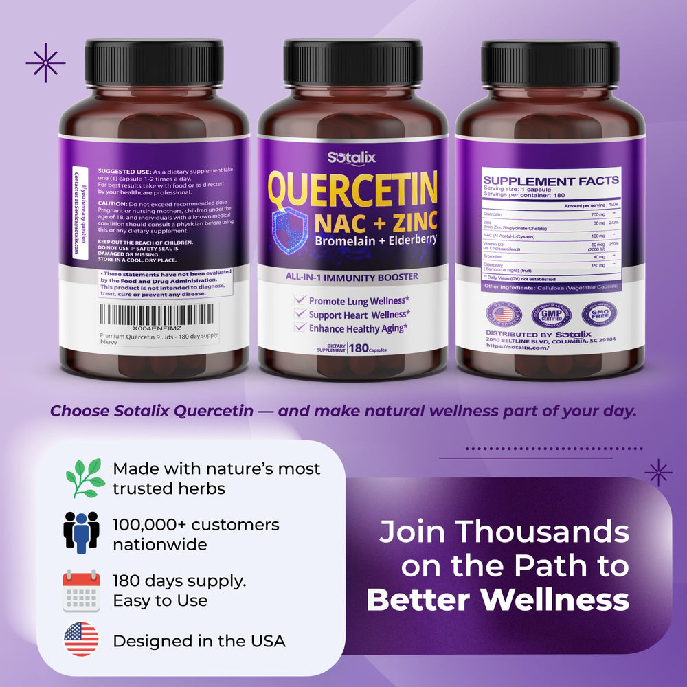 Nutrition facts panel for Sotalix Quercetin