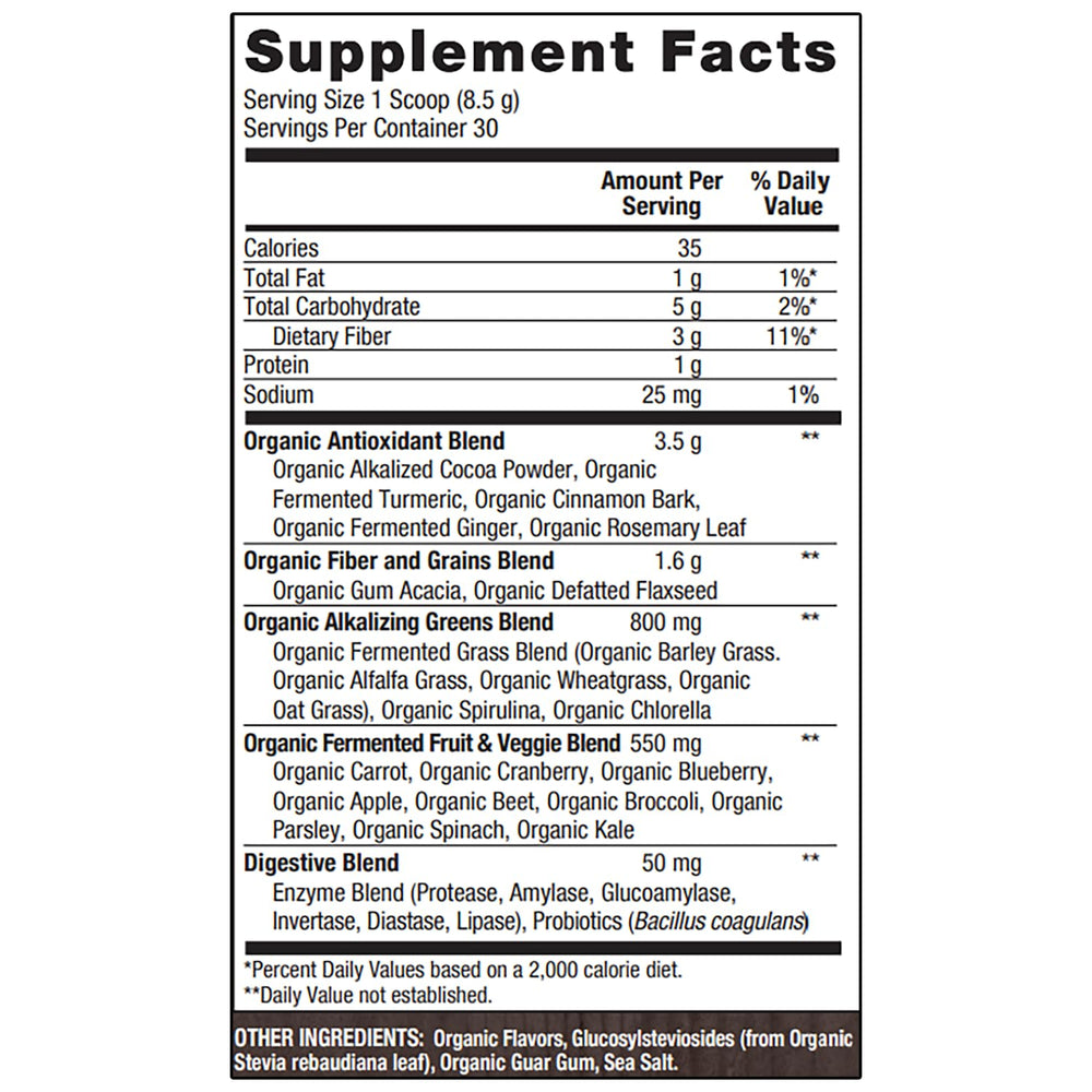 Organic certifications indicating Gluten Free, Non-GMO, Vegan