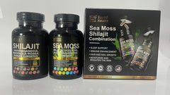 Close-up of Sea Moss capsules with herbal blends