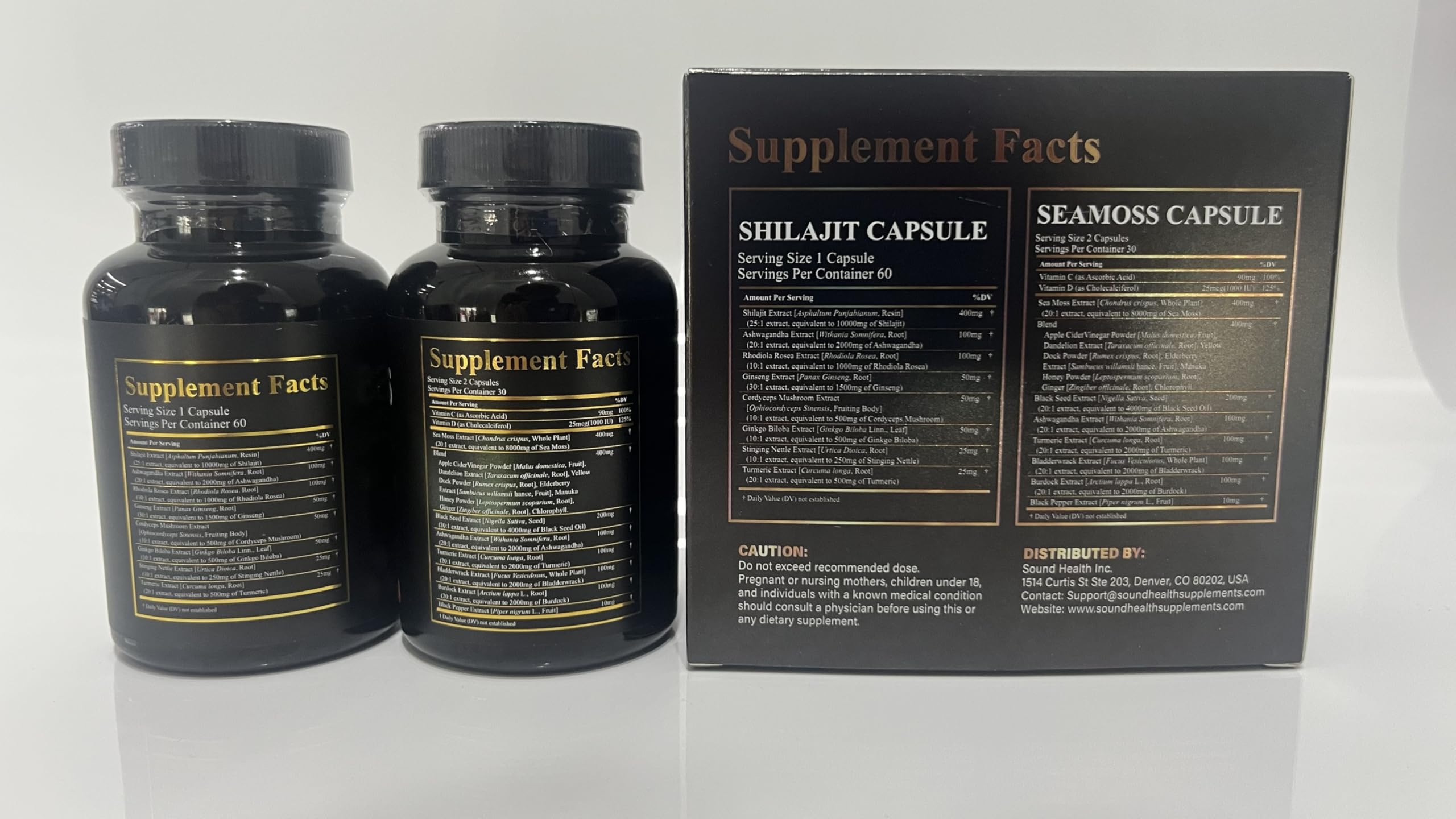 Supplement facts panel and third-party testing badge