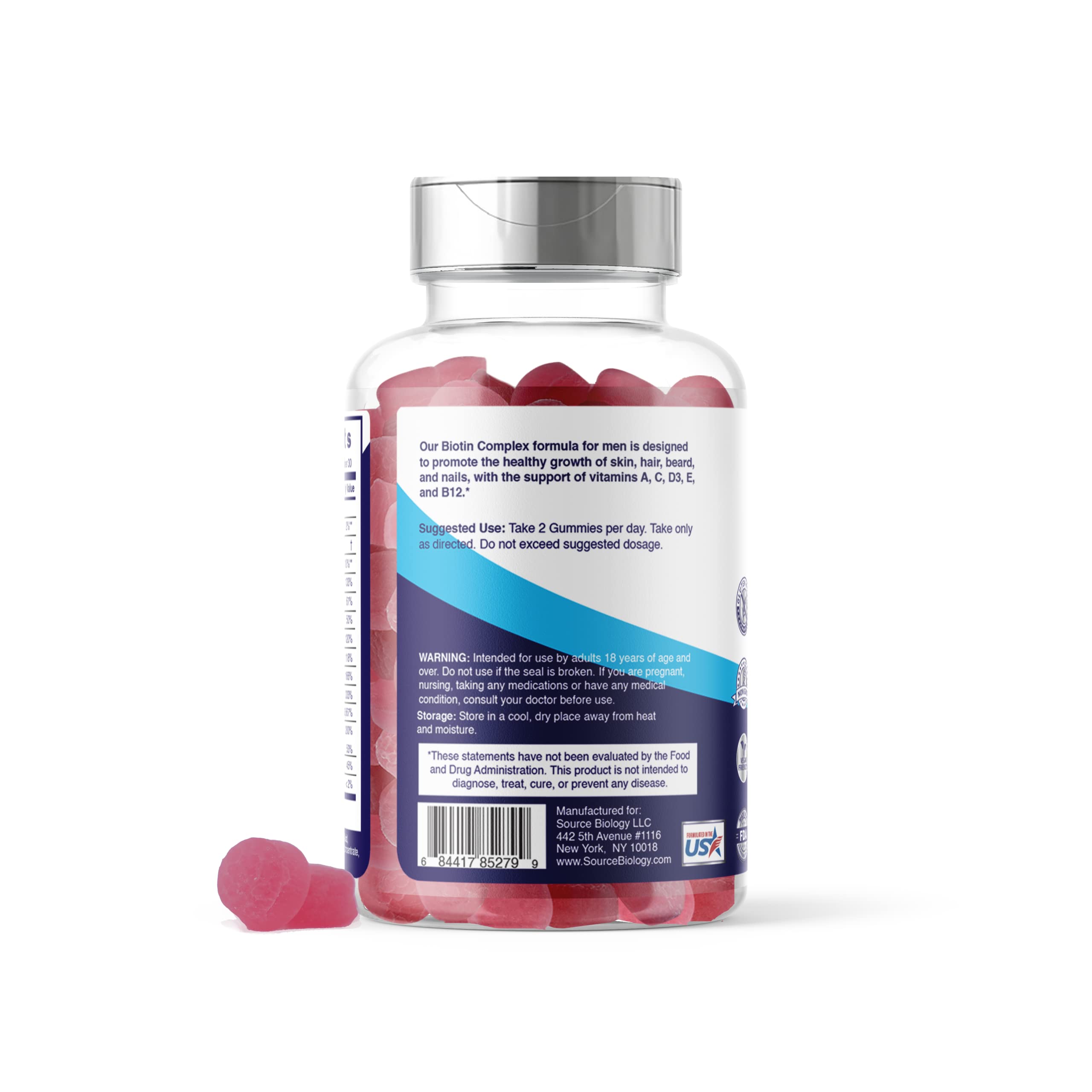 Vegan-friendly Source Biology Biotin 5000 mcg gummies bottle