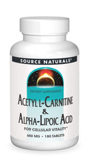 Bottle of Source Naturals Acetyl L-Carnitine & Alpha-Lipoic Acid 650mg