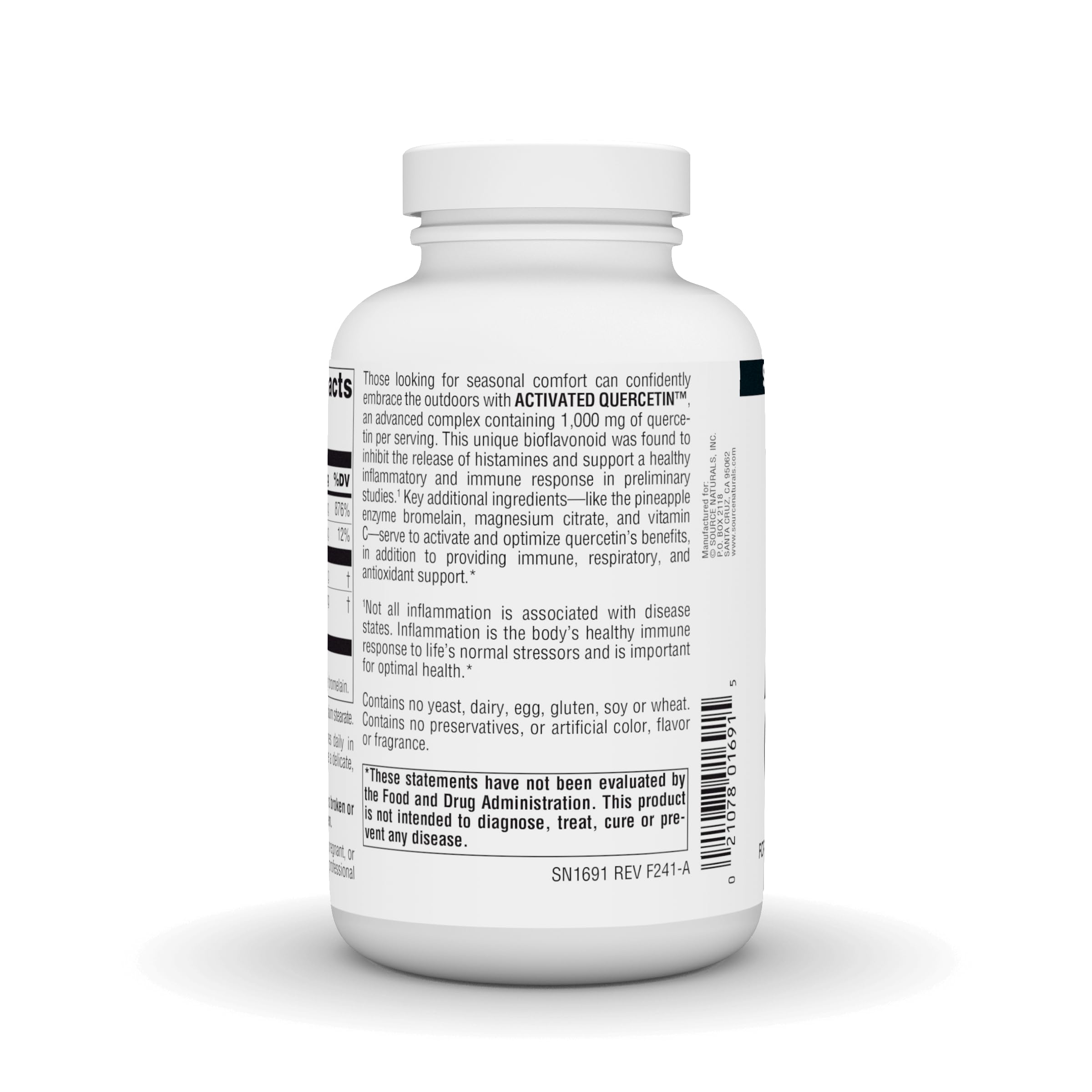 Close-up of activated quercetin capsules