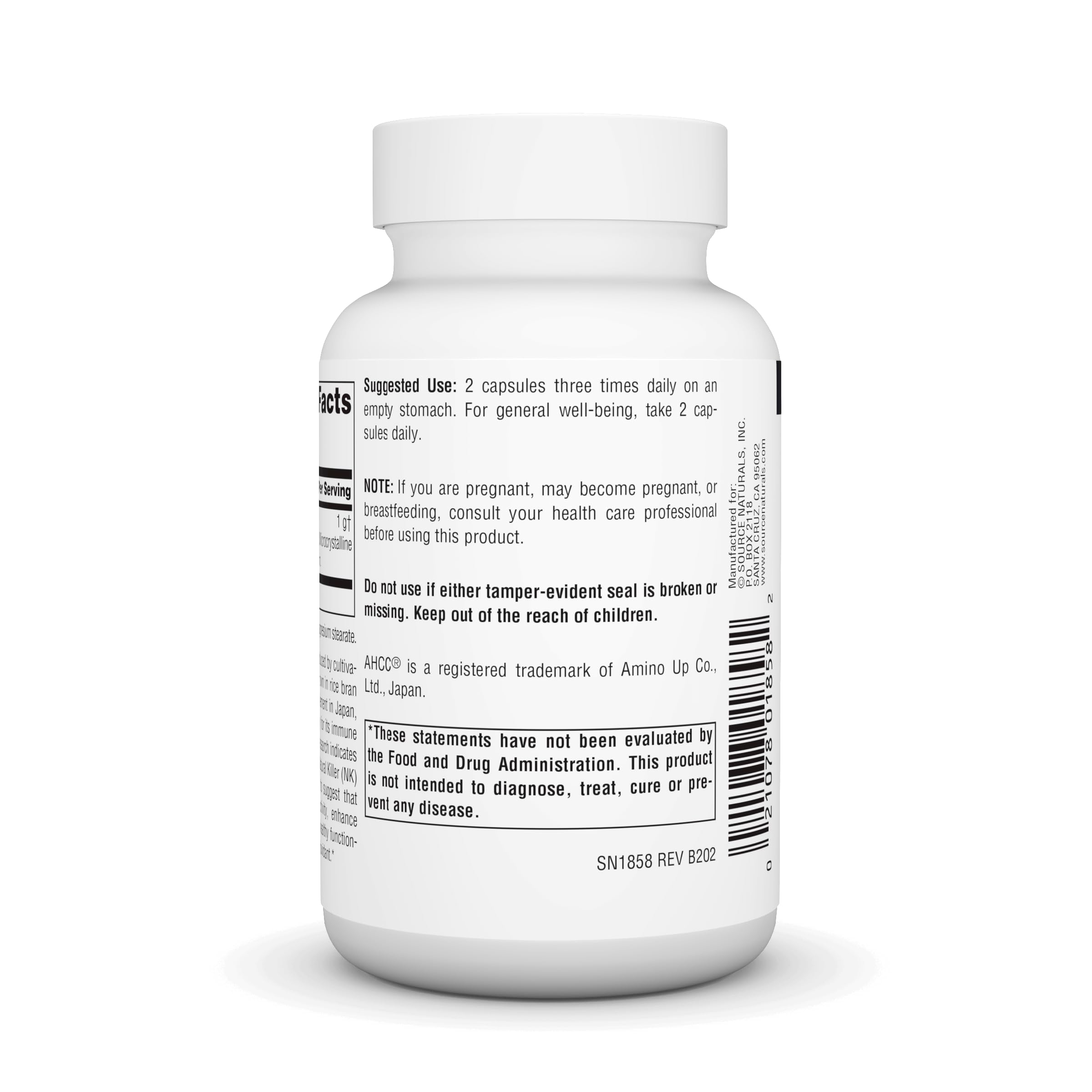Close-up of Source Naturals AHCC capsules