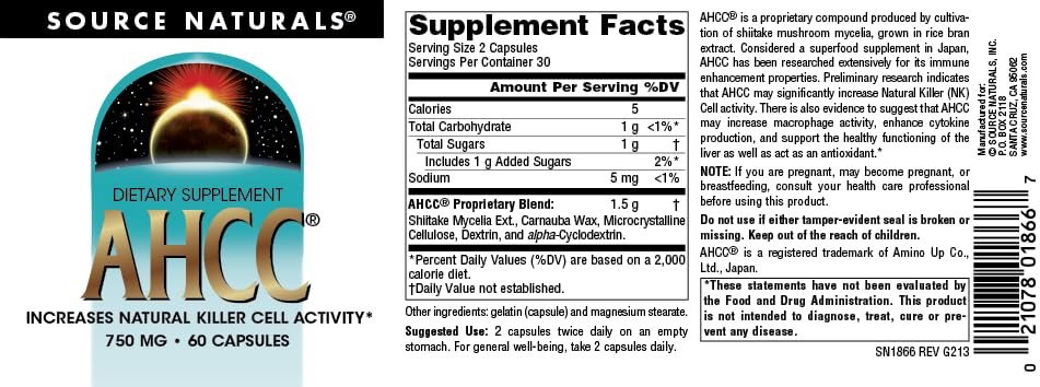 Two AHCC capsules shown as serving suggestion