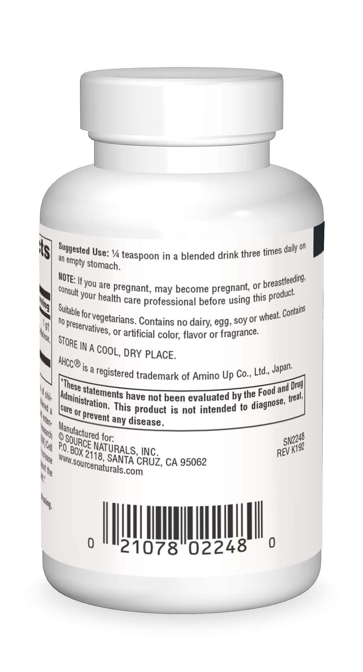Source Naturals AHCC powder 1 oz bottle and label